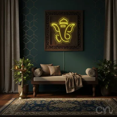 Custom Neon | Elephant Design Neon Sign | 24x24 | Yellow Lighting Decor