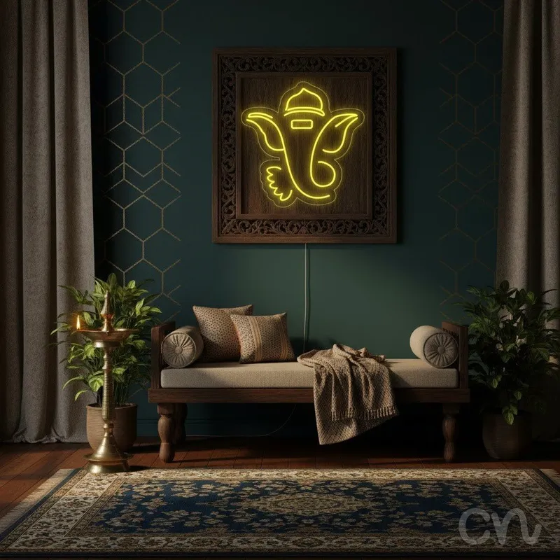 Custom Neon | Elephant Design Neon Sign | 24x24 | Yellow Lighting Decor