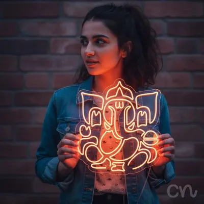 Custom Neon | Elephant Deity Design Neon Sign | 30x27 | Orange