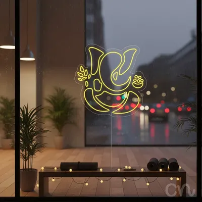 Custom Neon | Elephant Design Neon Sign | 30x30 | Yellow Bright Neon Lighting