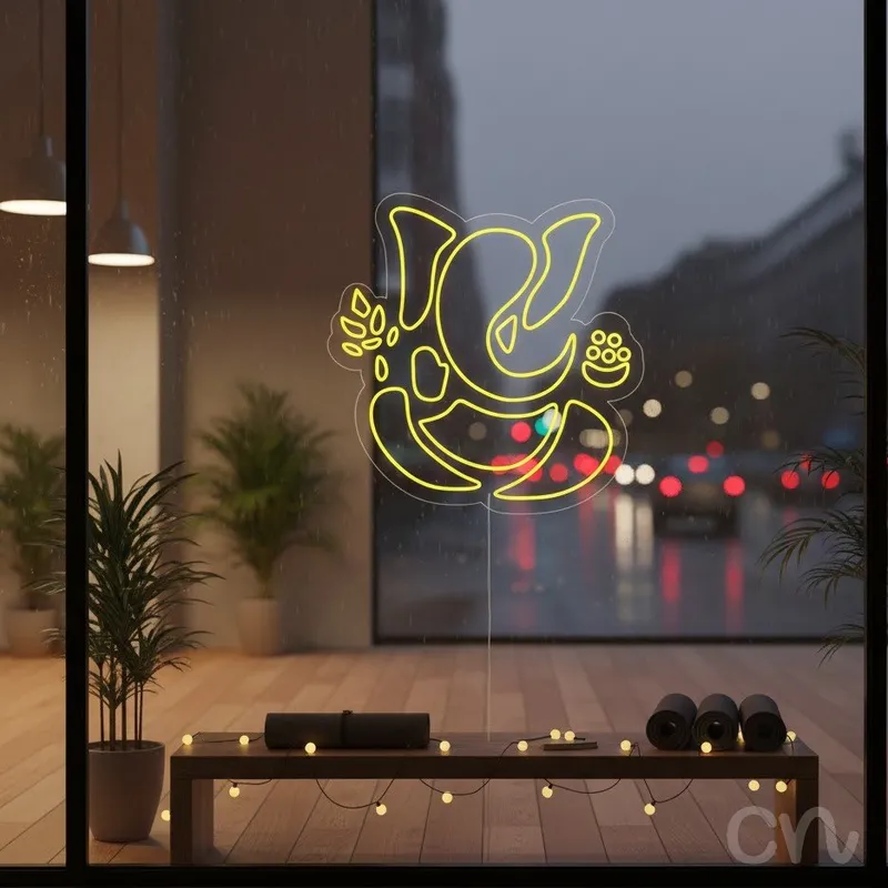 Custom Neon | Elephant Design Neon Sign | 30x30 | Yellow Bright Neon Lighting