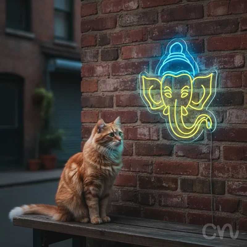 Custom Neon | Elephant Neon Sign | 30x24 Inches | Yellow and Blue Neon Light