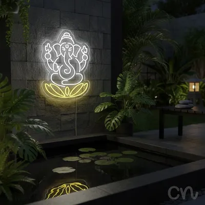 Custom Neon | Elephant Deity Neon Sign | 30x22 | Warm White and Yellow