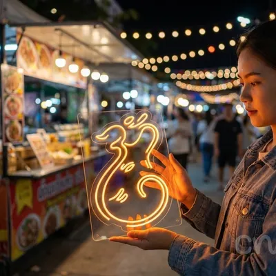 Custom Neon | Mouse Design Neon Sign | 24x16 | Orange Neon Sign for Room Decor