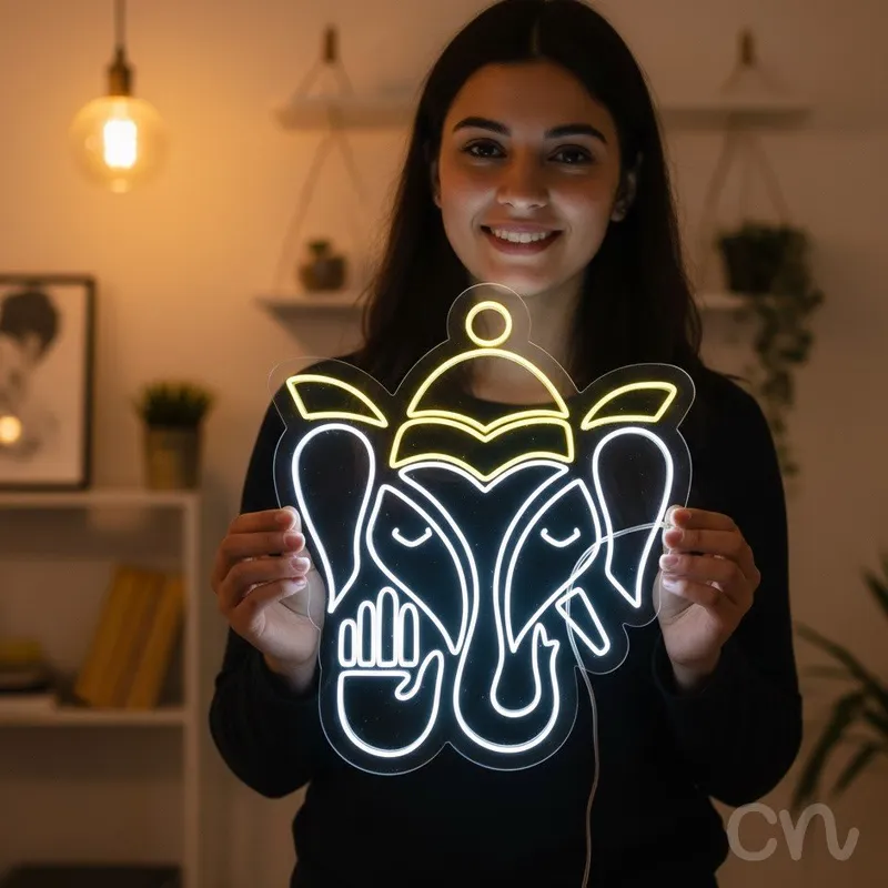 Custom Neon | Elephant Design Neon Sign | 30x25 | Yellow Bright Neon Wall Decor