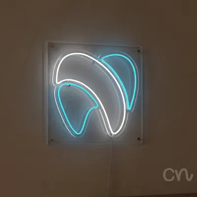 Custom Neon | Abstract Swirl Neon Sign | 23x24 Inches | Ice Blue Neon Sign