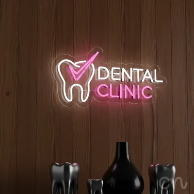 Custom Neon | Dental Clinic Neon Sign | 12x24 | Hot Pink Neon Sign for Dental Offices