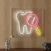 Custom Neon | Tooth with Magnifying Glass Neon Sign | 23x24 | Hot Pink, Warm White, Yellow 1