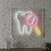 Custom Neon | Tooth with Magnifying Glass Neon Sign | 23x24 | Hot Pink, Warm White, Yellow 2