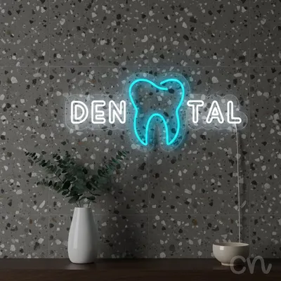 Custom Neon | Den Tal Neon Sign | 13x30 | White Blue Neon Sign for Indoor Decor