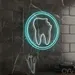 Custom Neon | Tooth Outline Neon Sign | 24x24 | White Blue Neon Sign for Dental Office 1