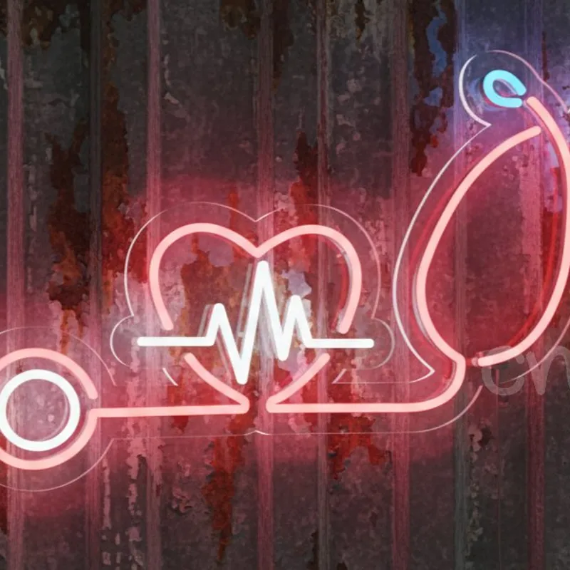 Custom Neon | Blood Pressure Monitor Heartbeat LED Neon Sign | 15x24 Inch | Red White Blue