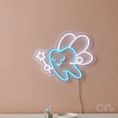 Custom Neon | Tooth Fairy Neon Sign | 20x24 | Ice Blue Warm White