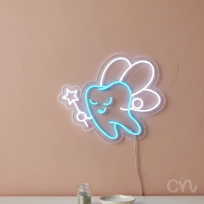 Custom Neon | Tooth Fairy Neon Sign | 20x24 | Ice Blue Warm White