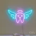 Custom Neon | Tooth with Wings Neon Sign | 13x24 | Ice Blue and Soft Purple 1