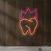 Custom Neon | Tooth with Crown Neon Sign | 24x17 Inches | Pink Orange Colors 1