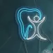 Custom Neon | Tooth and Person Design Neon Sign | 24x23 | Ice Blue Warm White 1