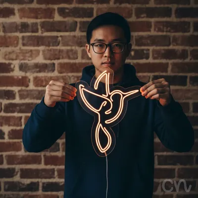 Custom Neon | Hummingbird Neon Sign | 24x18 | Orange Bright Colors for Home Decor