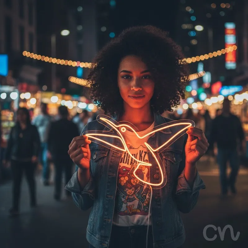 Custom Neon | Hummingbird Neon Sign | 20x30 | Orange | Bright Decorative Wall Art