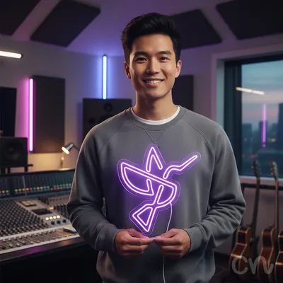 Custom Neon | Hummingbird Design Neon Sign | 24x22 Inches | Purple Neon Sign