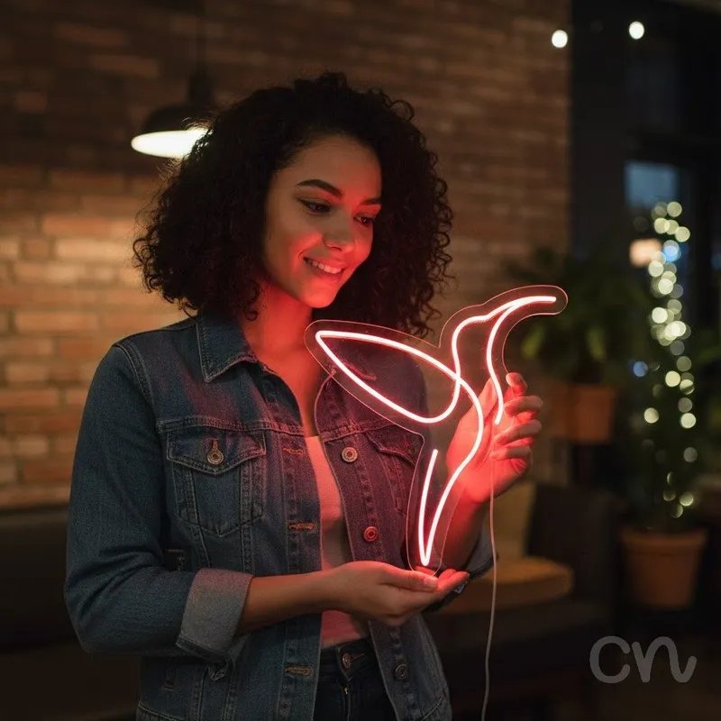 Custom Neon | Hummingbird Neon Sign | 24x22 Inches | Hot Pink Neon Sign for Decor