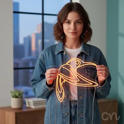 Custom Neon | Bird Neon Sign | 24x23 | Orange LED Wall Decor for Home or Bar