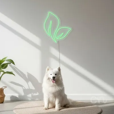 Custom Neon | Leaf Design Neon Sign | 24x21 | Green Neon Sign for Home Decor