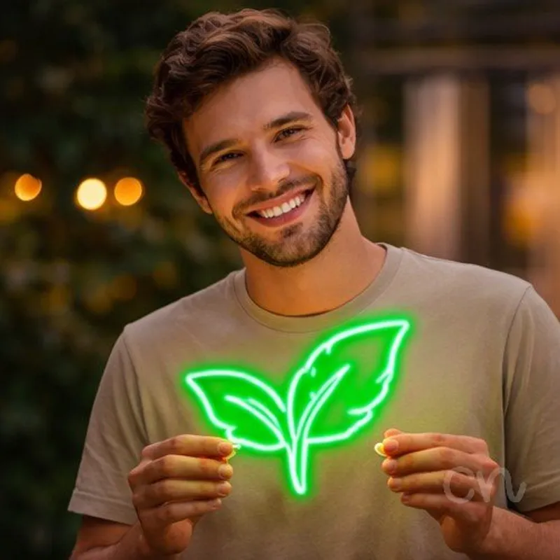Custom Neon | Leaf Neon Sign | 18x24 | Green Neon Sign for Home Decor and Wall Art