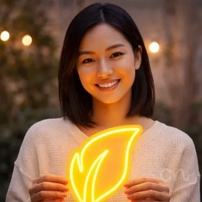 Custom Neon | Leaf Design Neon Sign | 24x20 | Yellow Bright Neon Sign for Home Decor