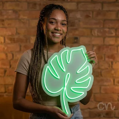 Custom Neon | Leaf Neon Sign | 24x17 | Green Neon Sign for Home Decor and Bedroom