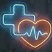 Custom Neon | Heartbeat Medical Cross LED Neon Sign 21x24 | Blue & Orange 1
