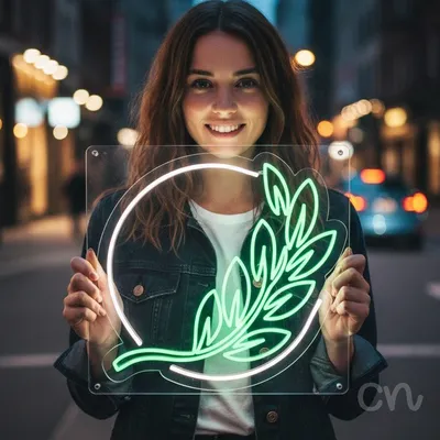 Custom Neon | Leaf Design Neon Sign | 24x25 | Green Perfect for Home Decor and Gift