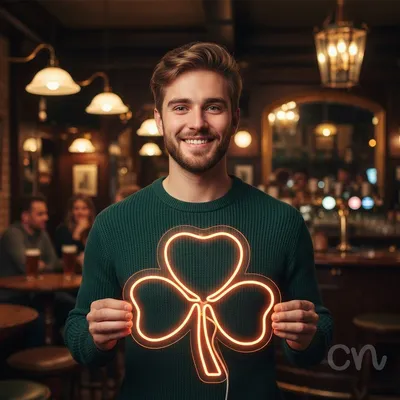 Custom Neon | Clover Shape Neon Sign | 24x24 | Orange | Perfect for Home Decor