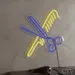 Custom Neon | Scissors and Comb Neon Sign | 24x22 Inches | Blue and Yellow Neon Sign 2
