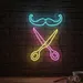Custom Neon | Mustache and Scissors Neon Sign | 20x15 | Ice Blue, Hot Pink, Yellow 1