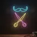 Custom Neon | Mustache and Scissors Neon Sign | 20x15 | Ice Blue, Hot Pink, Yellow 2