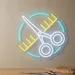 Custom Neon | Scissors and Comb Neon Sign | 19x20 | Yellow and Blue 1