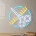 Custom Neon | Scissors and Comb Neon Sign | 19x20 | Yellow and Blue 2