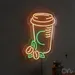 Custom Neon | Coffee Cup with Beans Neon Sign | 22x15 | Orange and Green 2