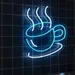 Custom Neon | Coffee Cup Neon Sign | 22x19 Inches | Ice Blue and White Neon Sign 2