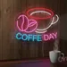 Custom Neon | Coffe Day Neon Sign | 19x24 Inches | Hot Pink, Ice Blue Colors 2
