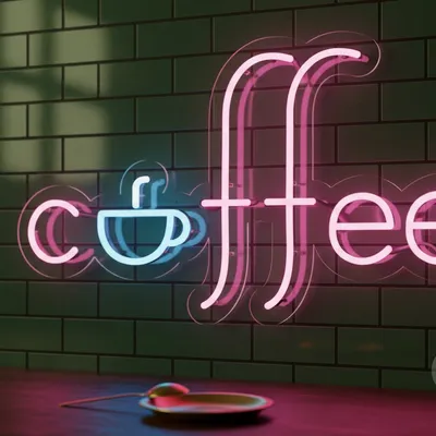 Custom Neon | Coffee Neon Sign | 14x24 | Hot Pink and Ice Blue