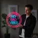 Custom Neon | No Bad Vibes Neon Sign | 20x20 | Blue Hot Pink Neon Sign 1