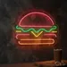 Custom Neon | Burger Neon Sign | 19x24 | Pink Green Yellow Orange Bright Lighting 2
