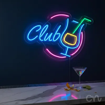 Custom Neon | Club Neon Sign | 17x24 Inches | Ice Blue Hot Pink Yellow Green