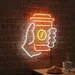 Custom Neon | Coffee Cup Design Neon Sign | 20x17 | Orange Yellow White 1