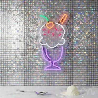 Custom Neon | Ice Cream Sundae Neon Sign | 20x11 | Purple Pink Orange Green