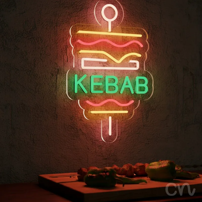 Custom Neon | Kebab Neon Sign | 20x13 | Green Yellow Red Light Display