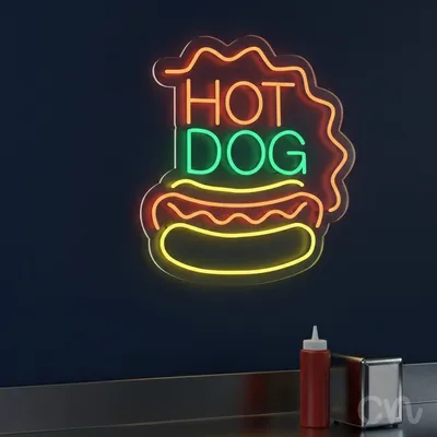Custom Neon | HOT DOG Neon Sign | 25x22 | Multicolor