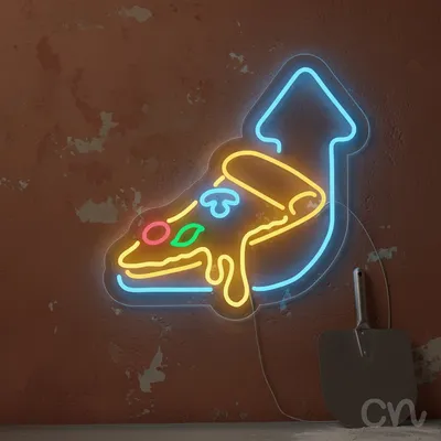 Custom Neon | Pizza Slice Neon Sign | 20x20 | Yellow Blue Red Green